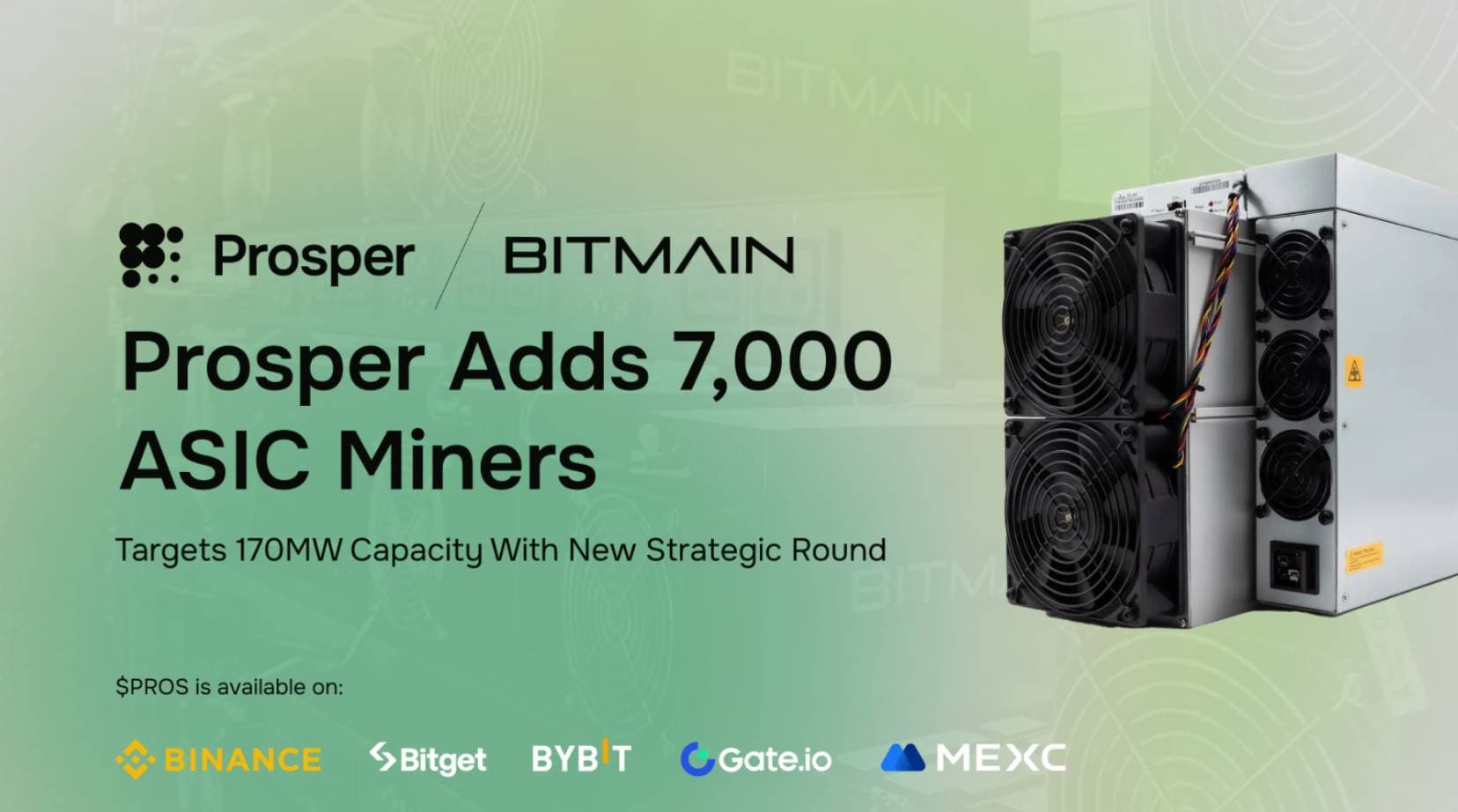 Prosper 收购 BITMAIN 7,000 台 ASIC 矿机并获得战略融资,推动比特币挖矿的民主化